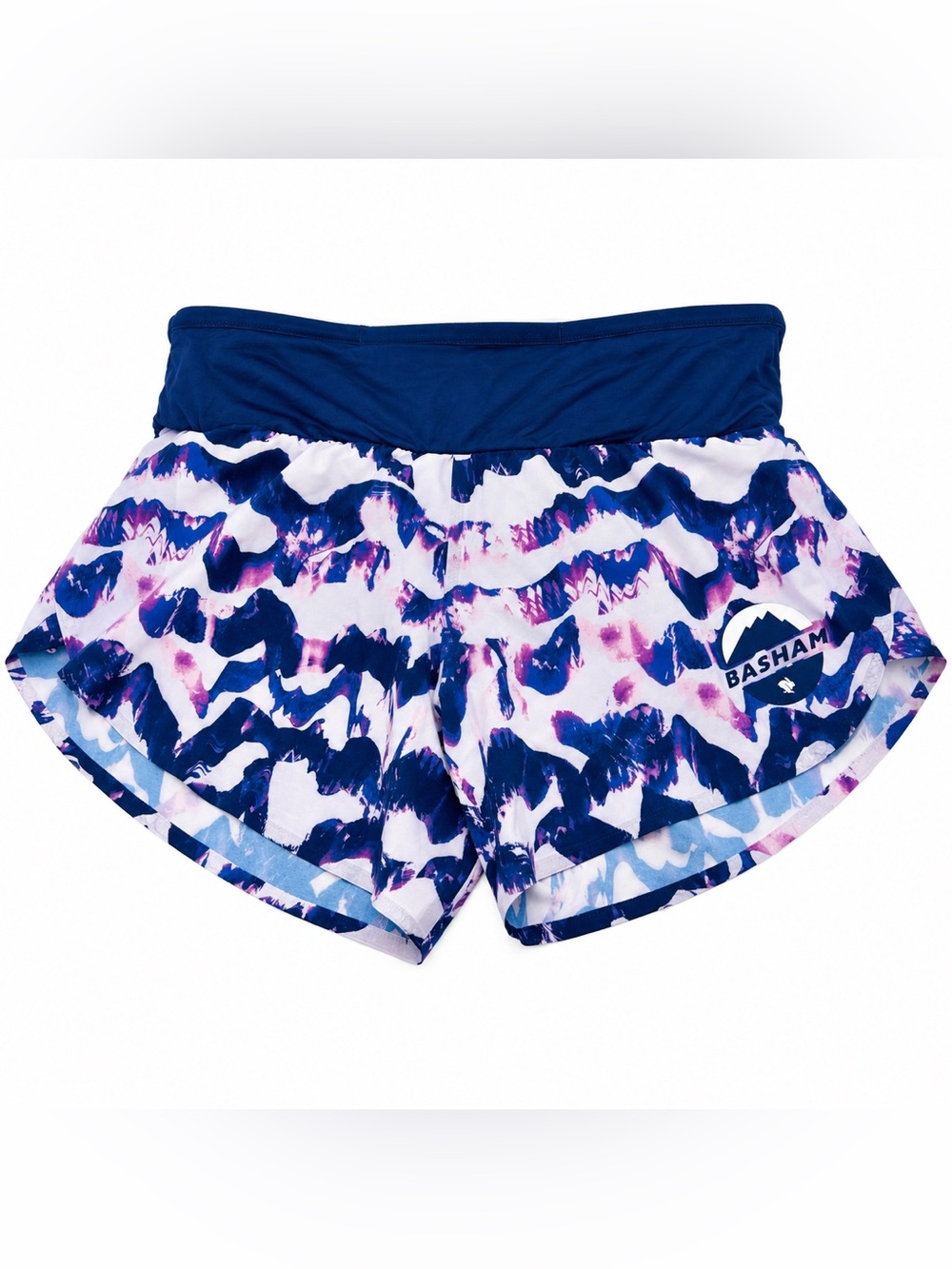 Rabbit Basham Running Shorts Women size S Blue purple Print Lined Zip Pocket
